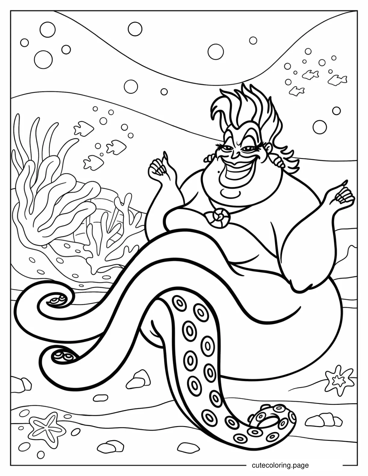 Evil Ursula Sitting On The Sea Floor coloring page