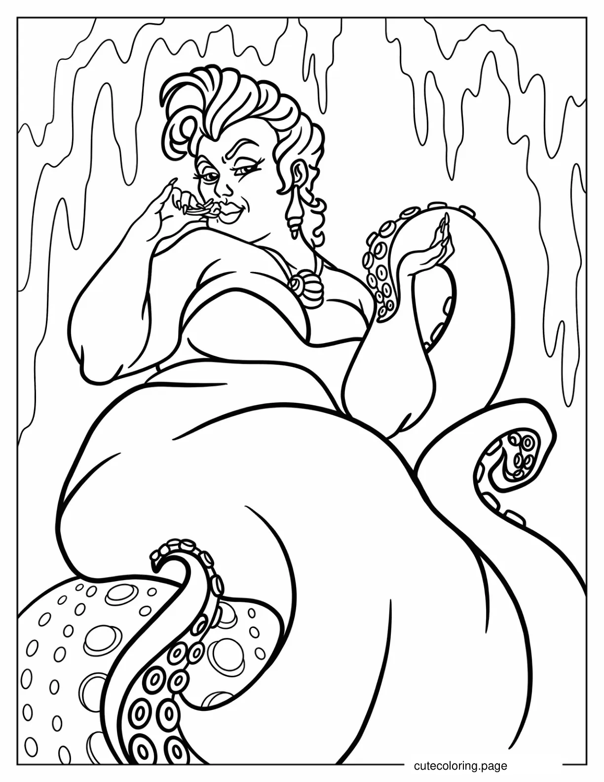 Realistic Ursula Sitting On A Rock Coloring Sheet coloring page