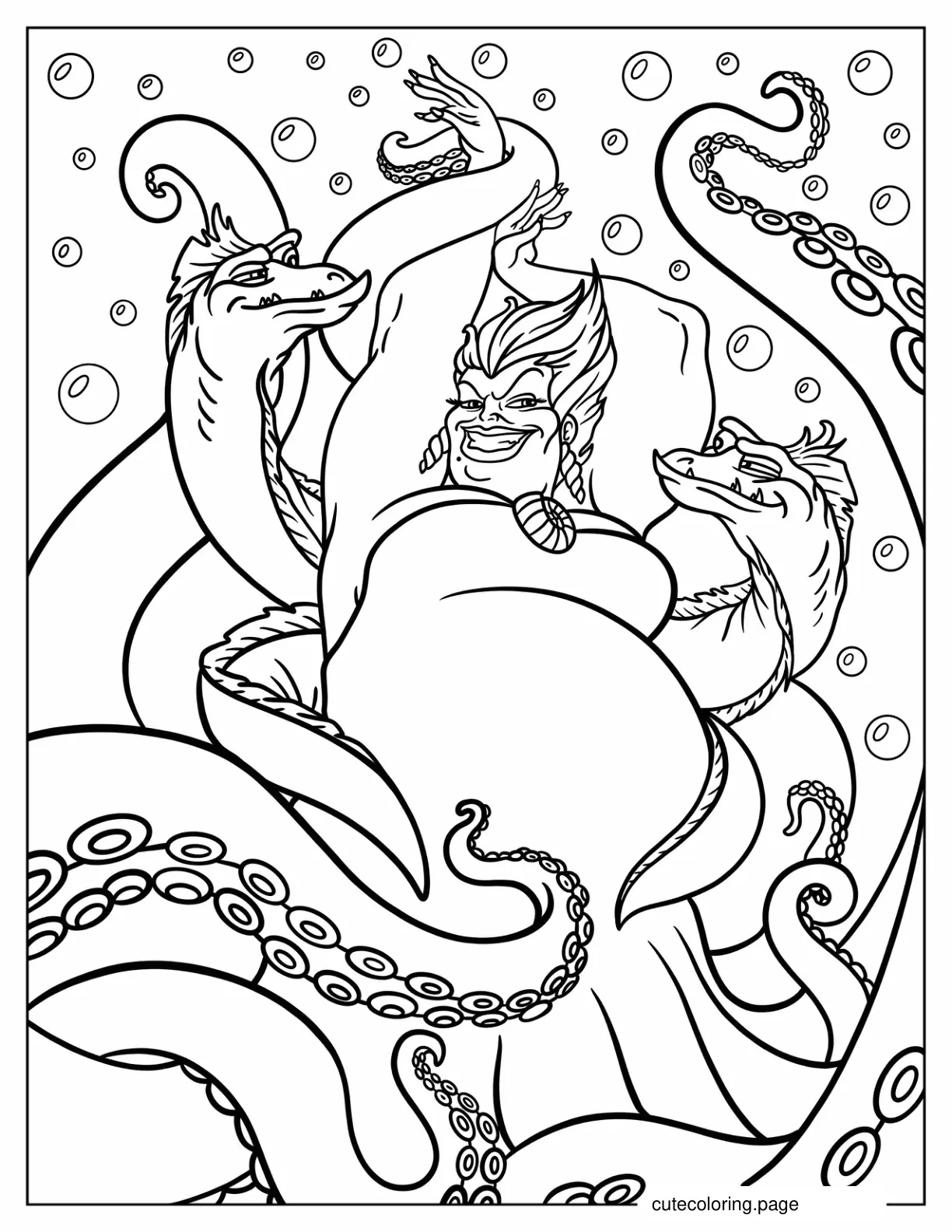 Realistic Ursula With Flotsam And Jetsam Coloring Page coloring page