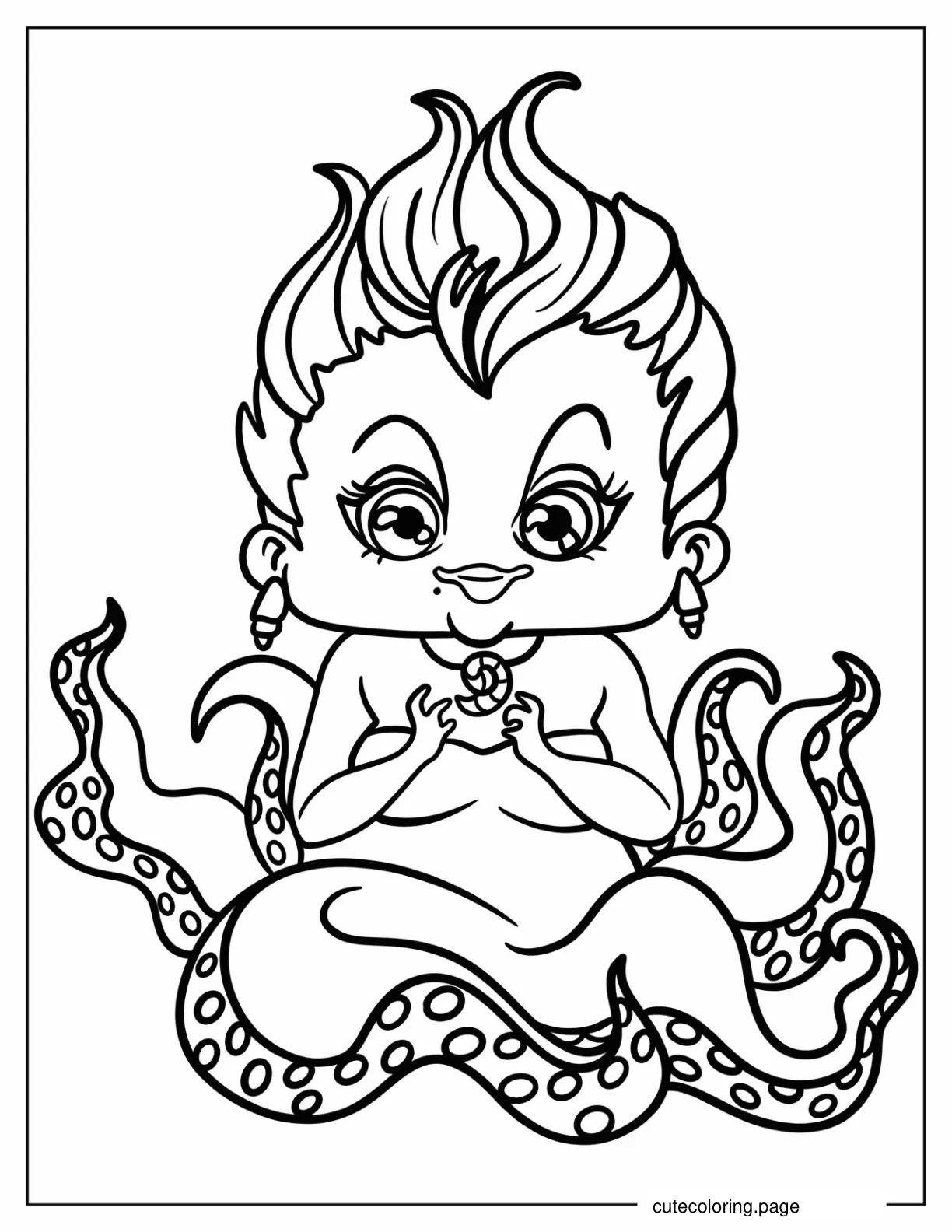 Simple Kawaii Ursula Coloring Page For Kids coloring page