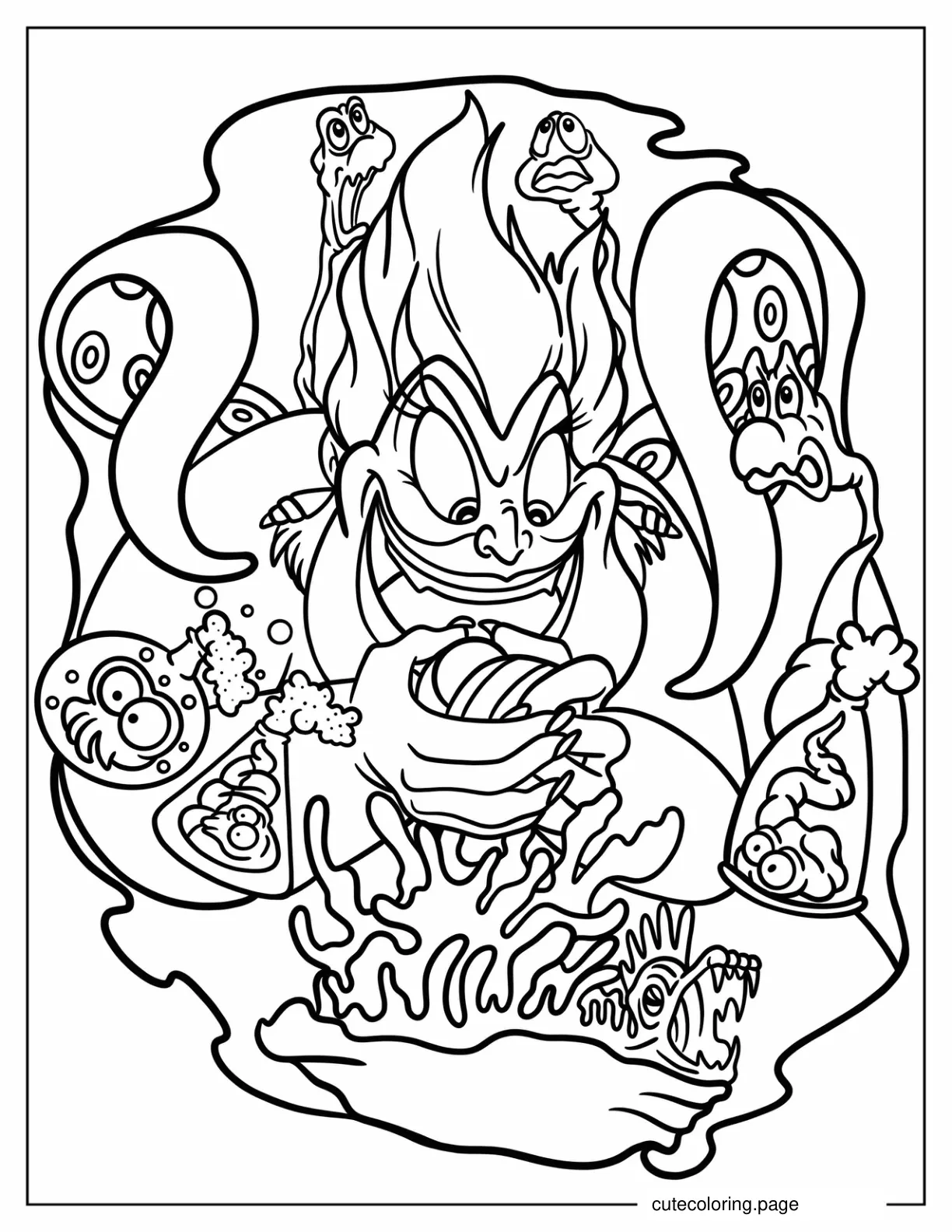 Ursula Making Evil Potion Coloring Page coloring page