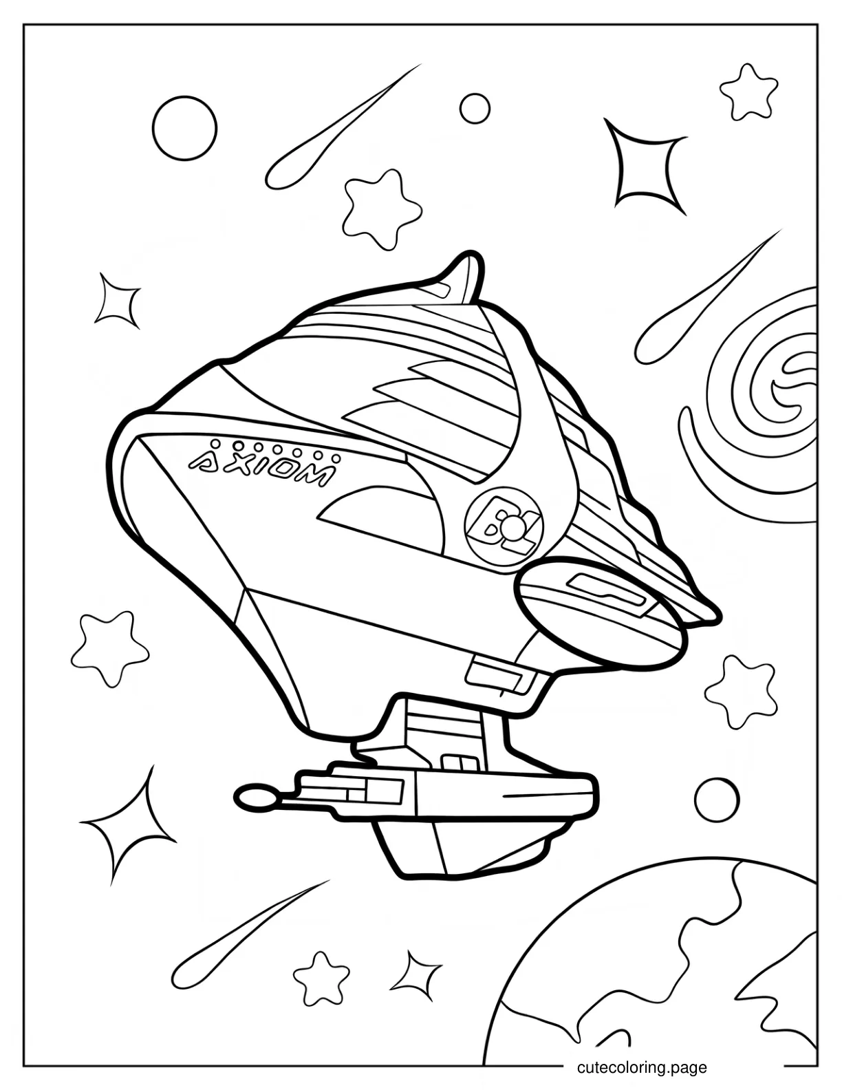 Axiom Cruise Ship In Outer Space coloring page