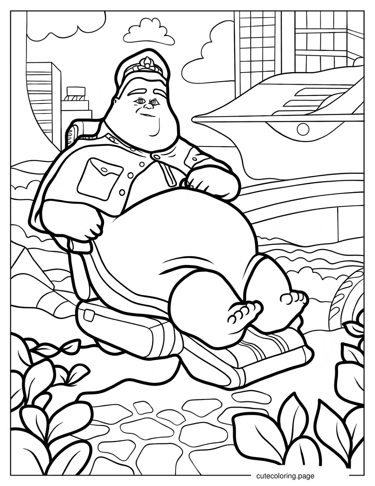 Captain B McCrea Lounging On His Chair Coloring Page coloring page