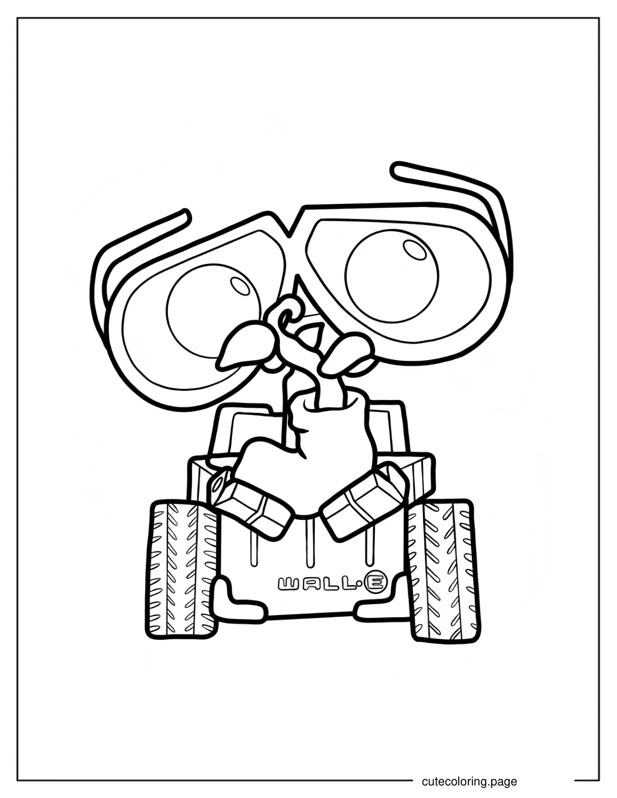 Chibi Wall E Staring At A Plant Coloring Page For Preschoolers coloring page