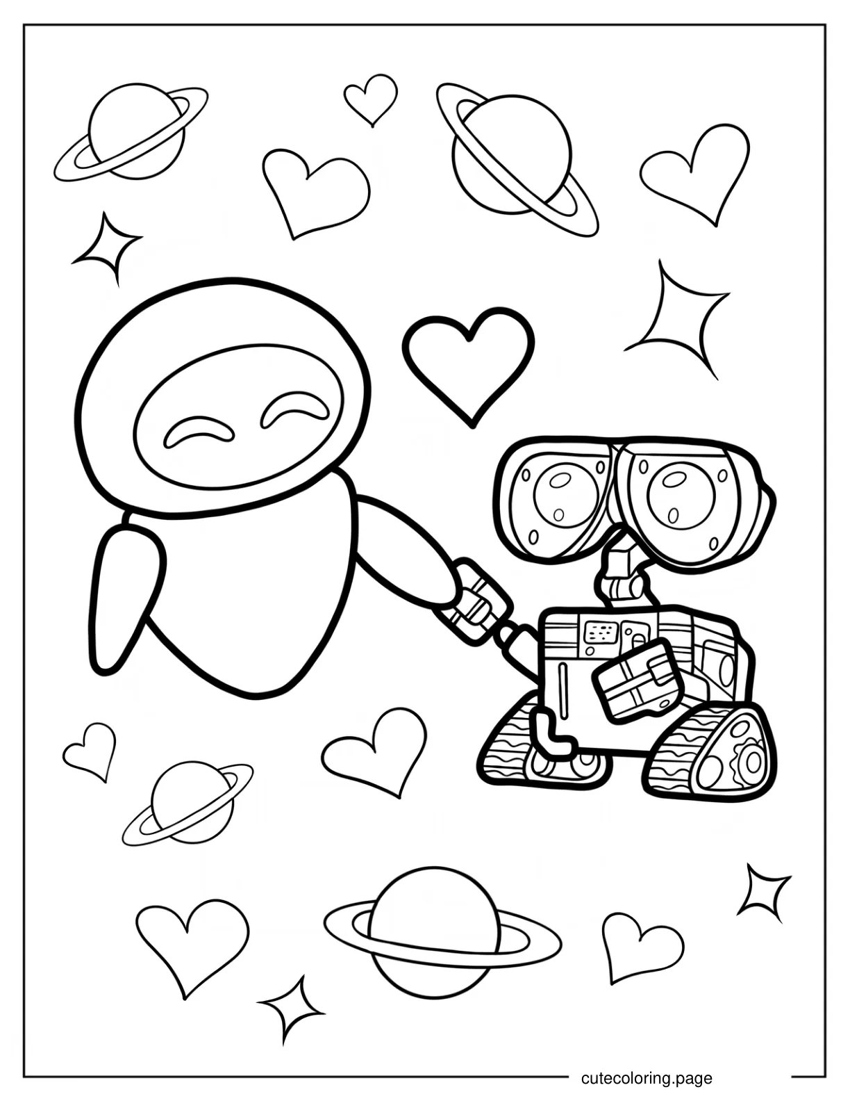 Kawaii Eve With Wall E Coloring Sheet coloring page