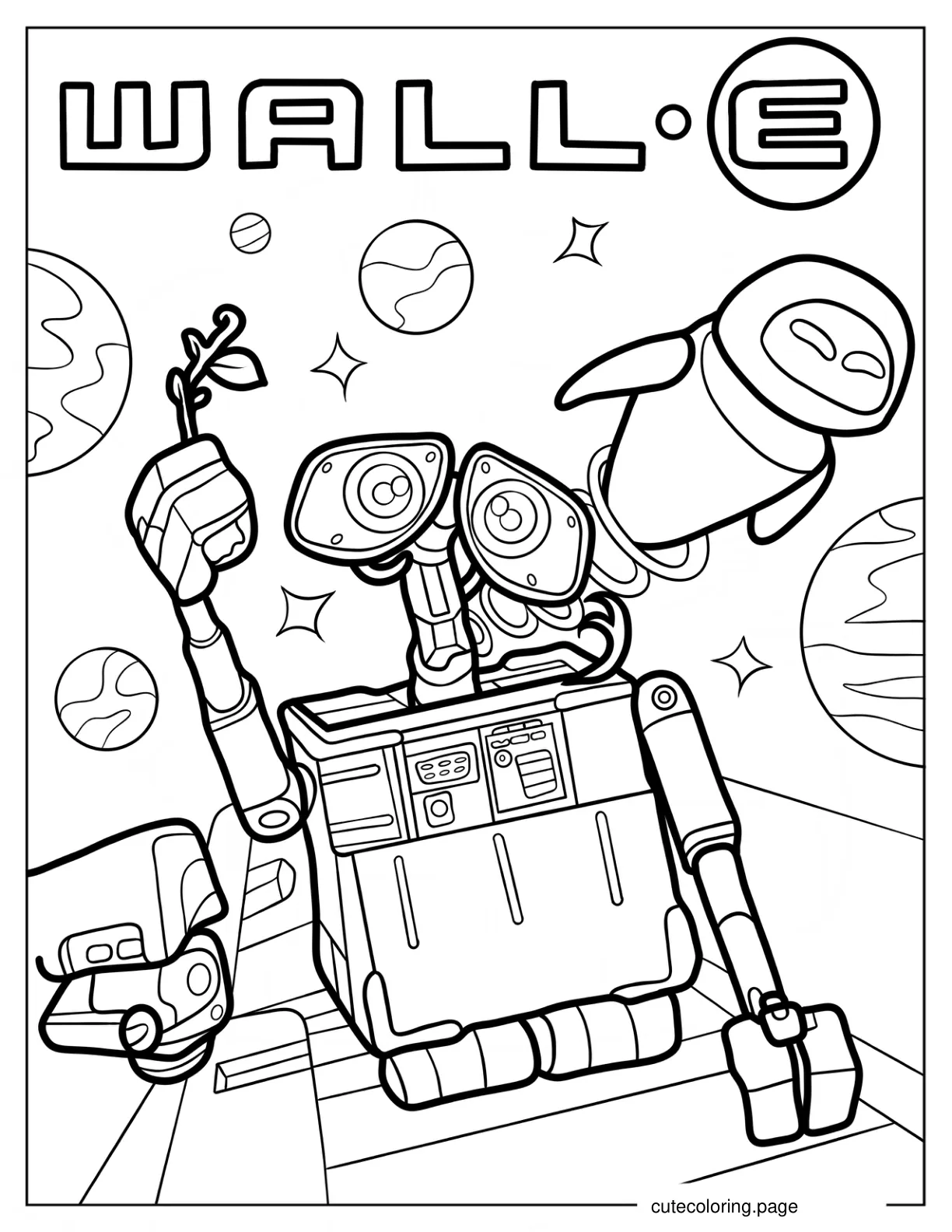 Wall E With Eve And M O Coloring Page coloring page