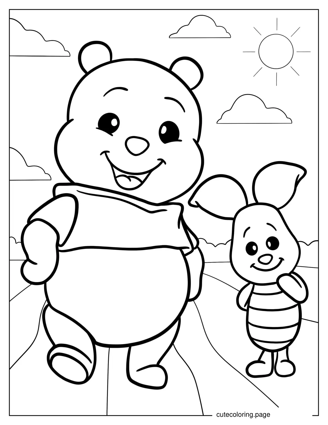 Baby Piglet And Winnie The Pooh To Color coloring page