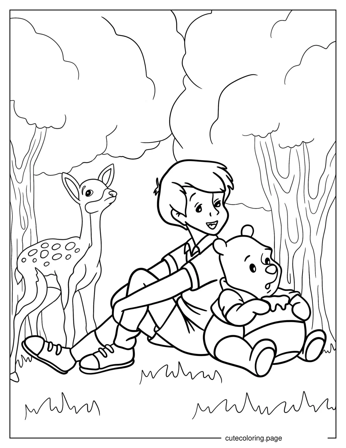 Christoper Robin and Pooh Coloring Page coloring page