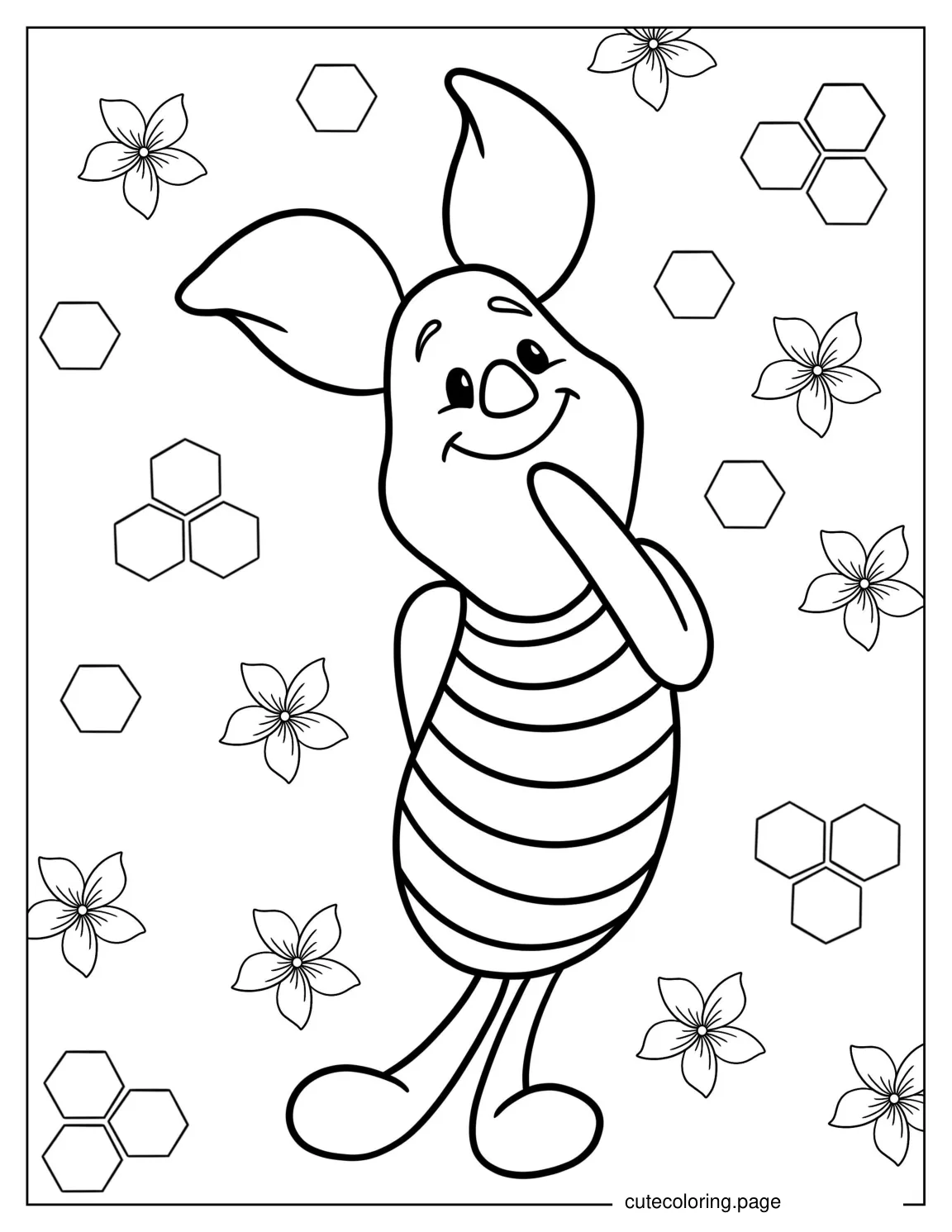 Cute Piglet Coloring Page For Kids coloring page