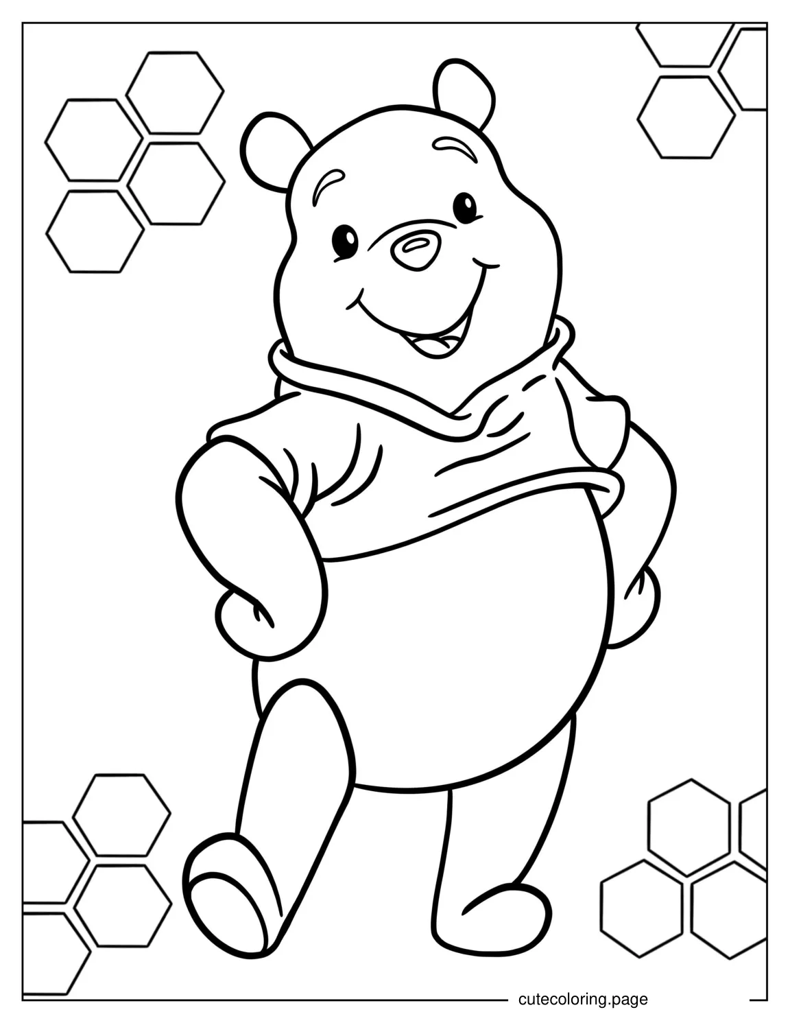 Easy Outline Of Winnie The Pooh To Color For Kids coloring page