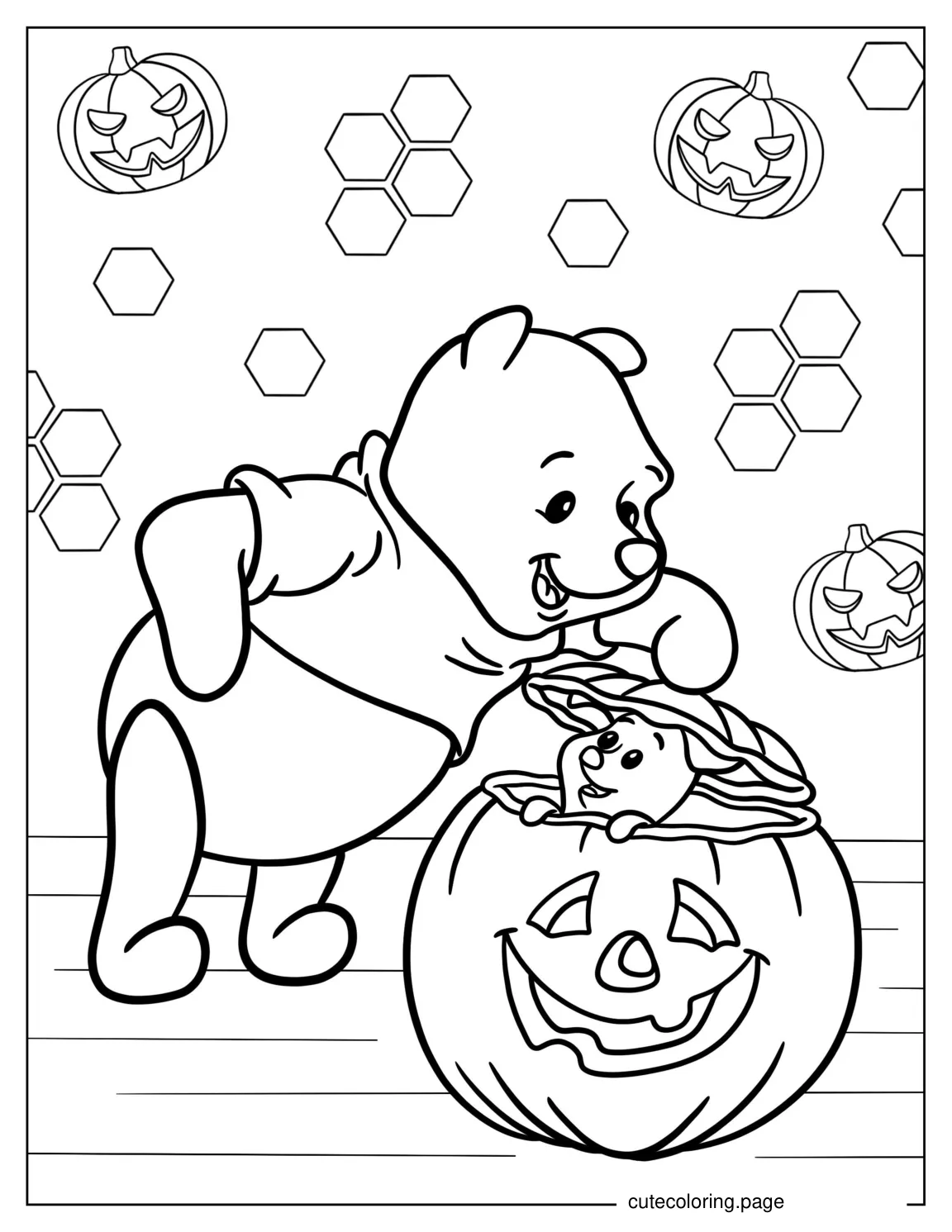 Halloween Themed Winnie The Pooh Coloring Page coloring page