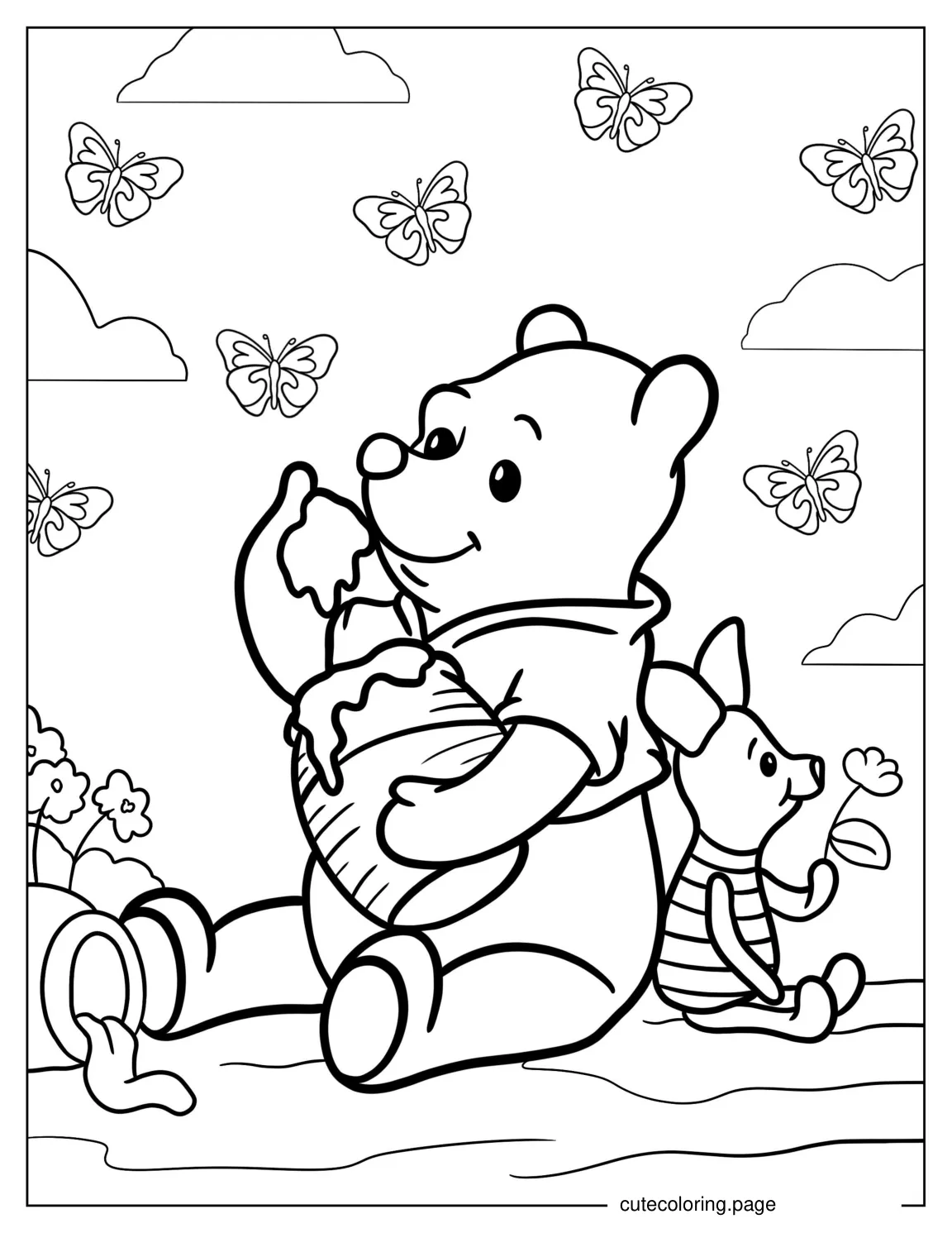 Pooh And Piglet Coloring Page For Kids coloring page