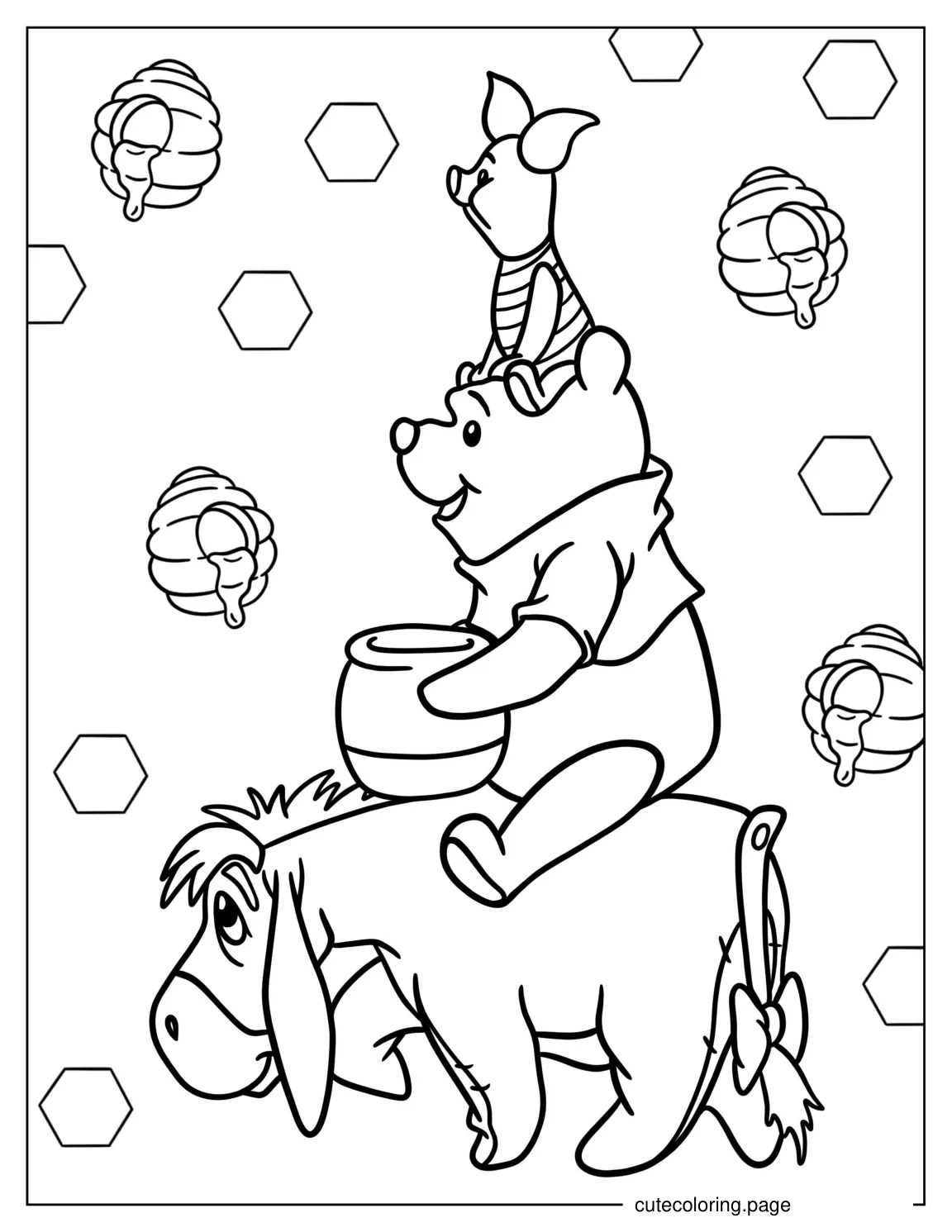 Pooh Piglet And Eeyore Coloring Page coloring page