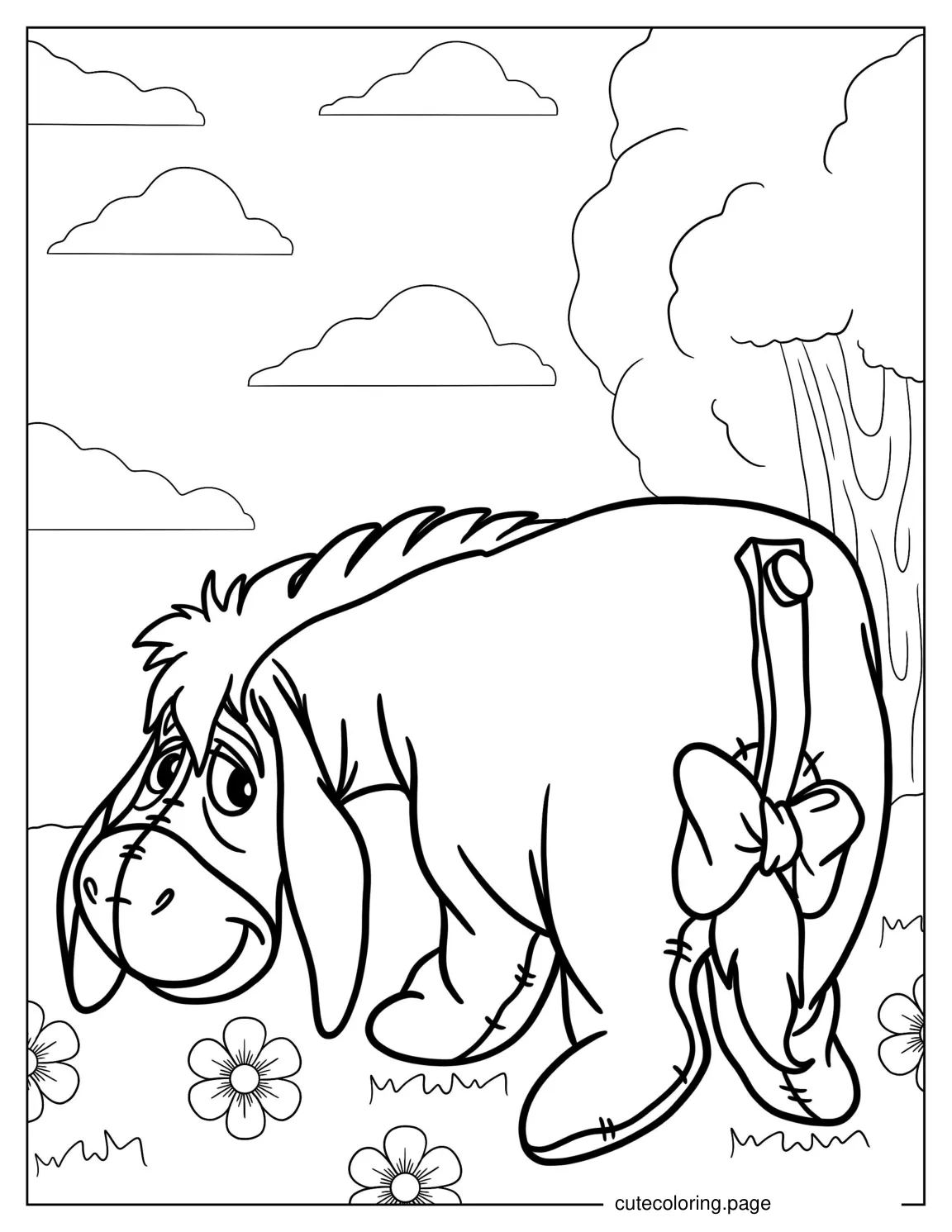 Simple Outline Of Eeyore To Color coloring page