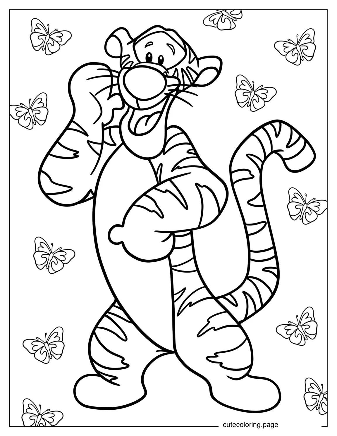 Simple Outline Of Tigger To Color For Kids coloring page