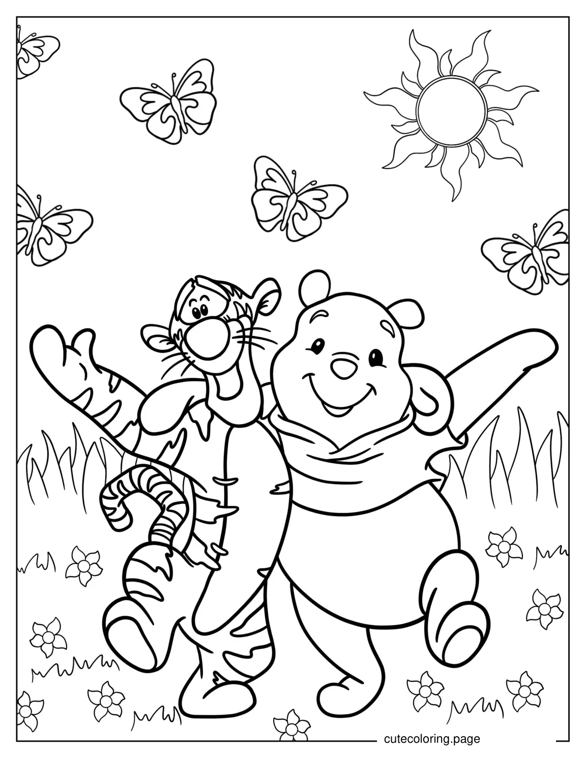 Tigger And Winnie The Pooh To Color coloring page