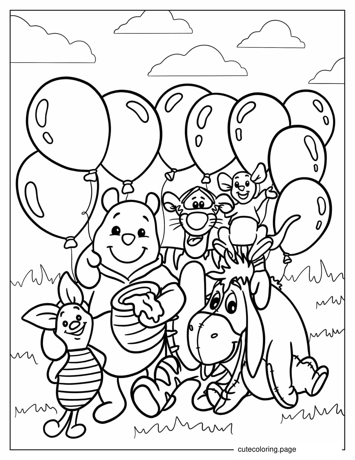 Winnie The Pooh Happy Birthday Coloring Page coloring page