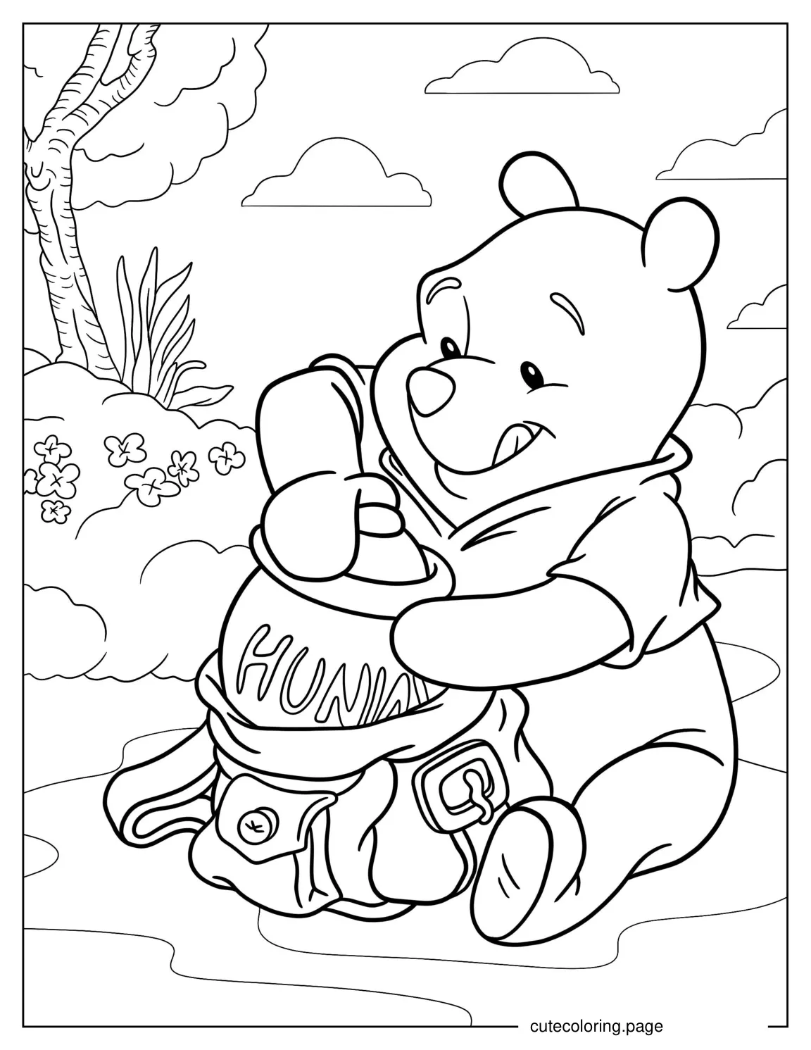 Winnie The Pooh Opening Hunny Jar coloring page