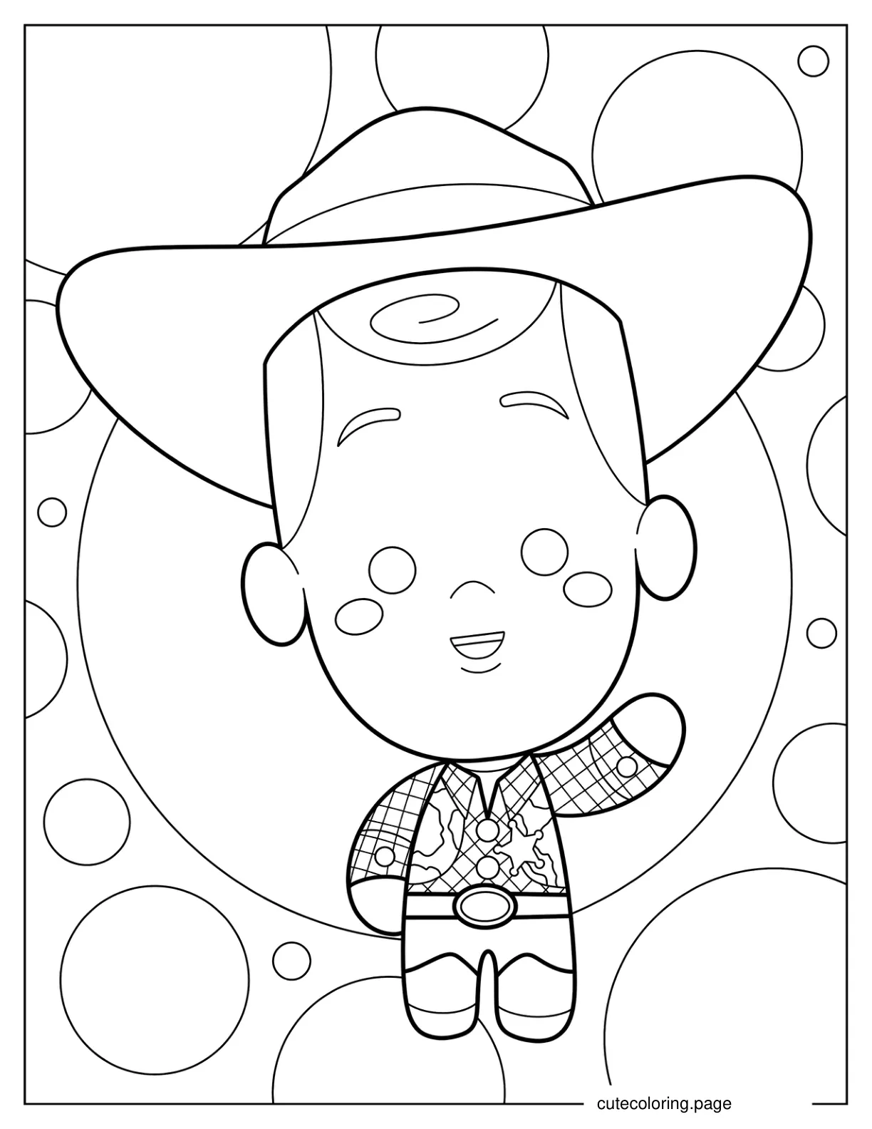 Cute Chibi Woody Waving Coloring Page For Preschoolers coloring page