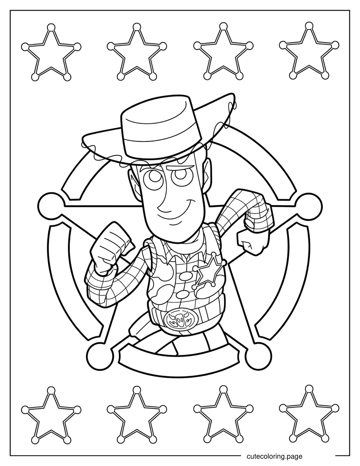 Detailed Woody In Sheriff Logo Coloring Page coloring page