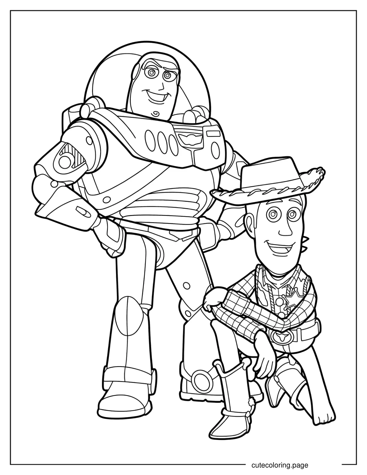 Easy Buzz Lightyear And Woody Outline Coloring Page coloring page