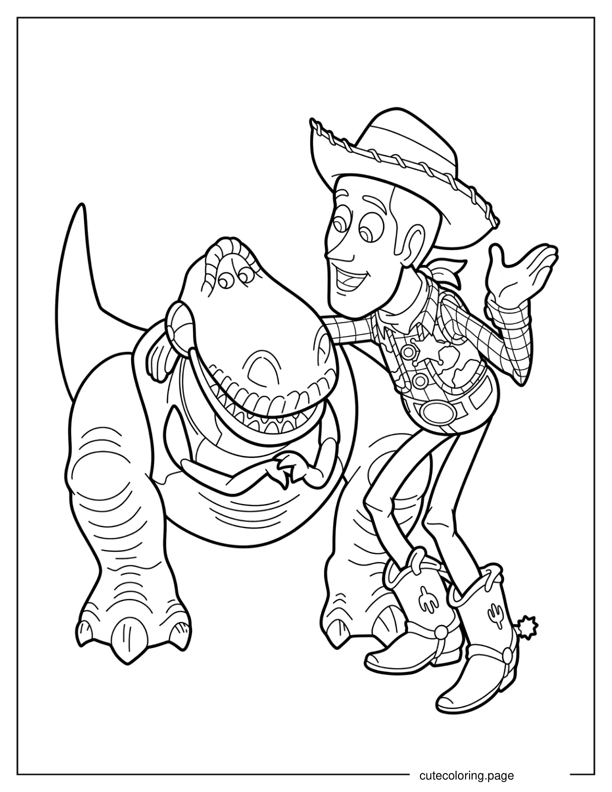 Easy Woody Talking To Rex Coloring Sheet coloring page