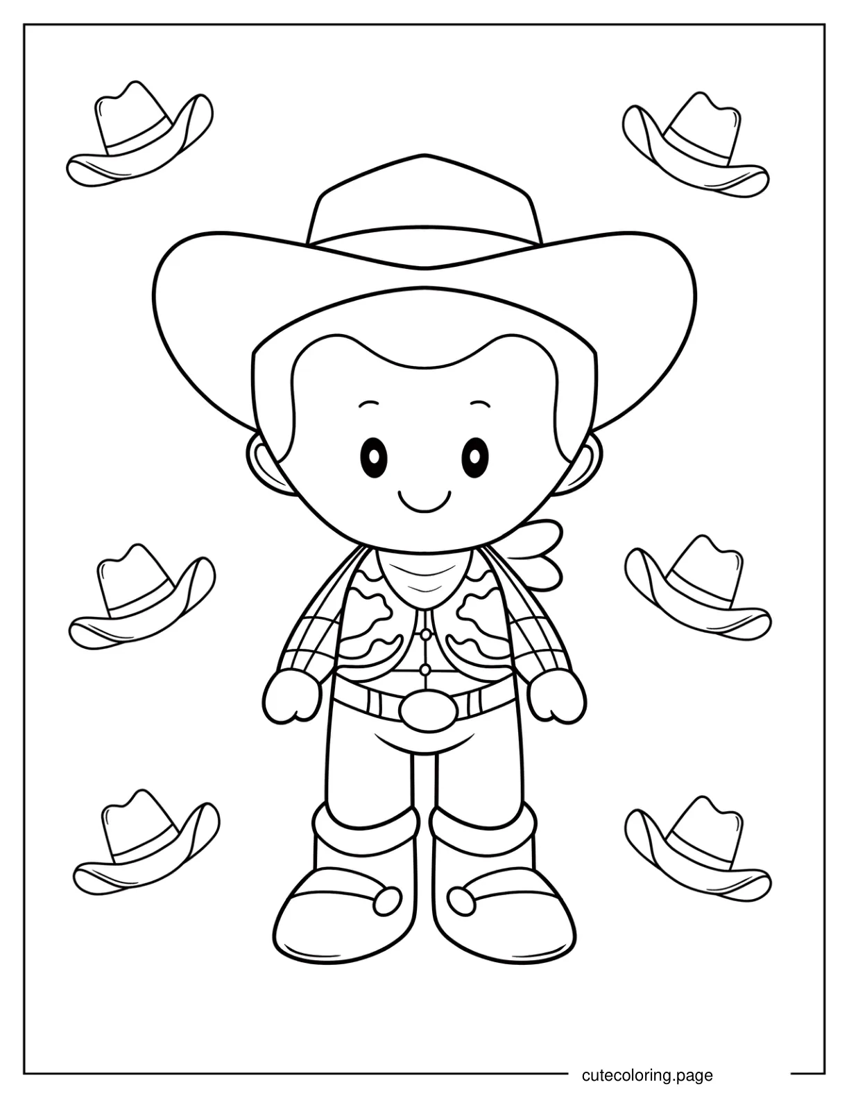 Kawaii Chibi Woody Coloring Sheet For Kids coloring page