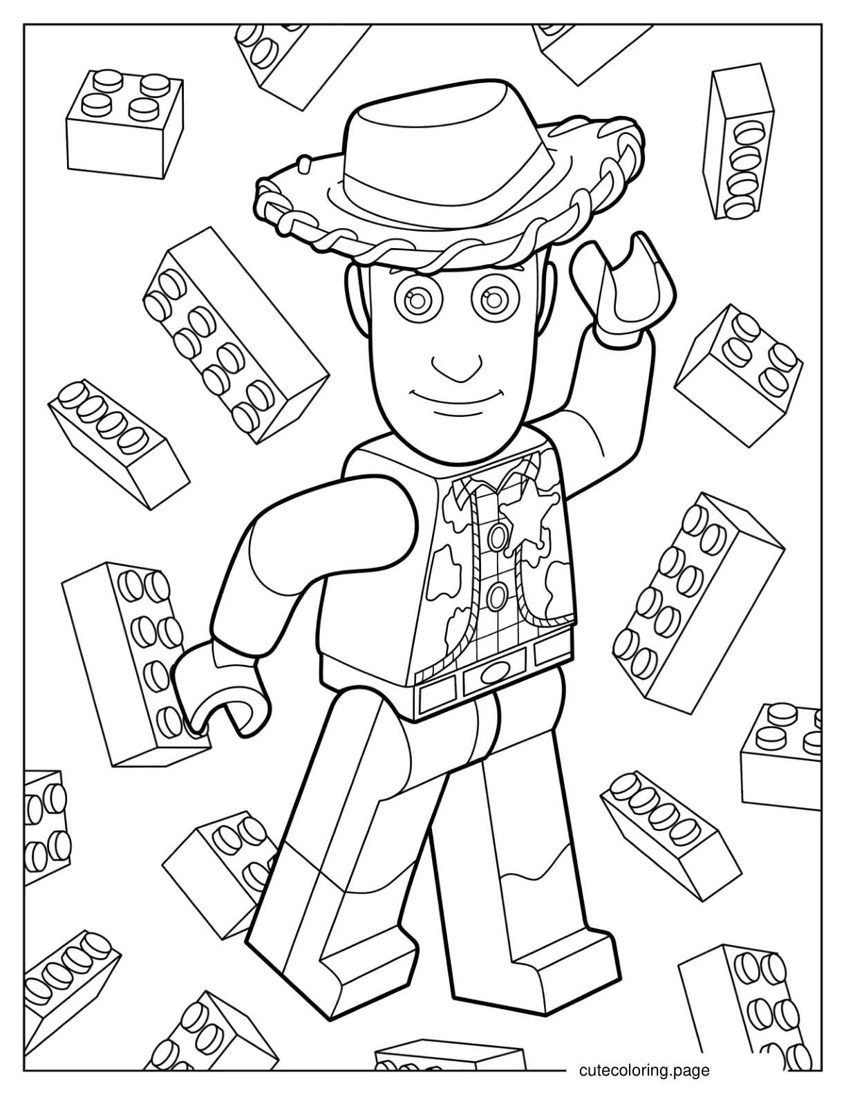 Lego Woody From Toy Story Coloring Sheet For Kids coloring page