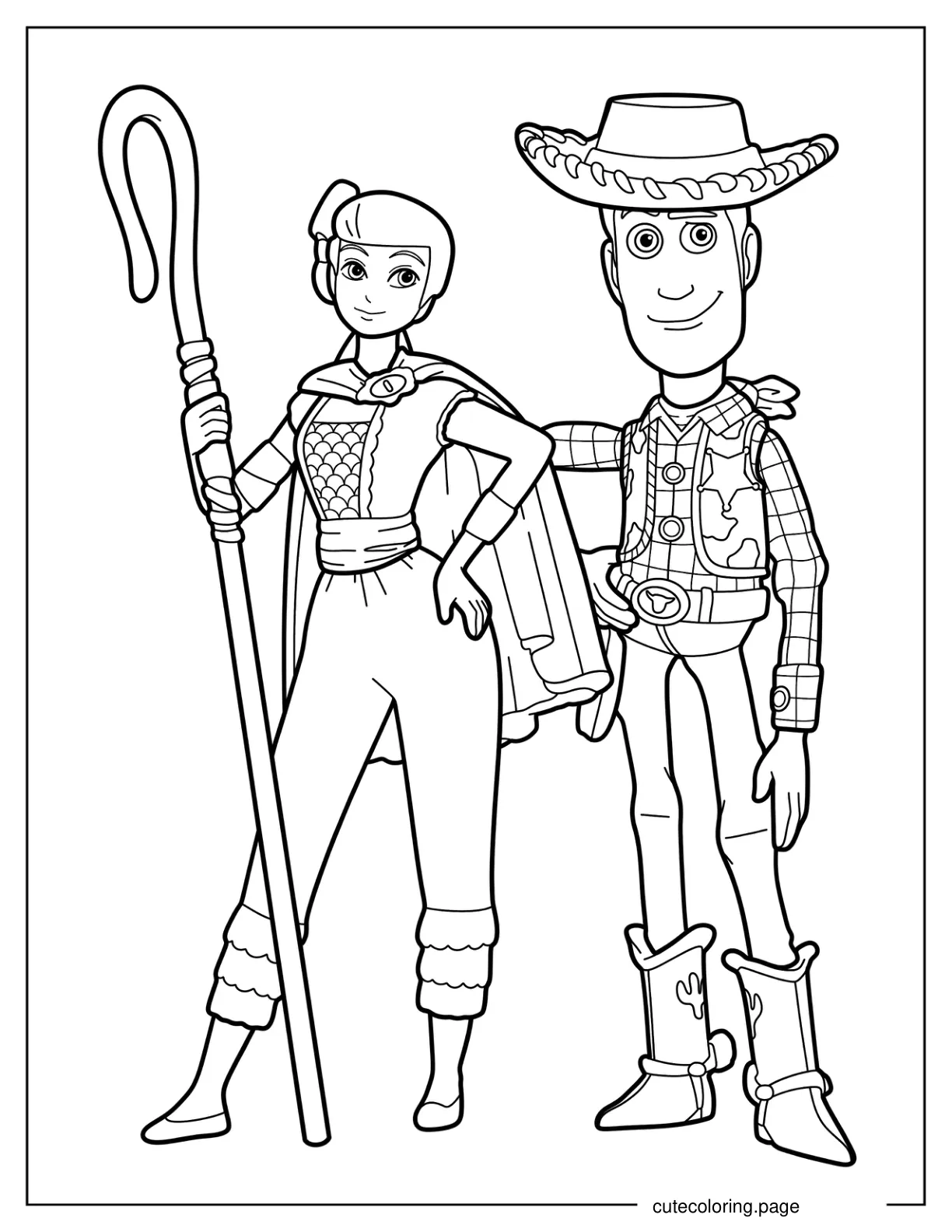 Pretty Bo Peep With Woody Coloring Page coloring page