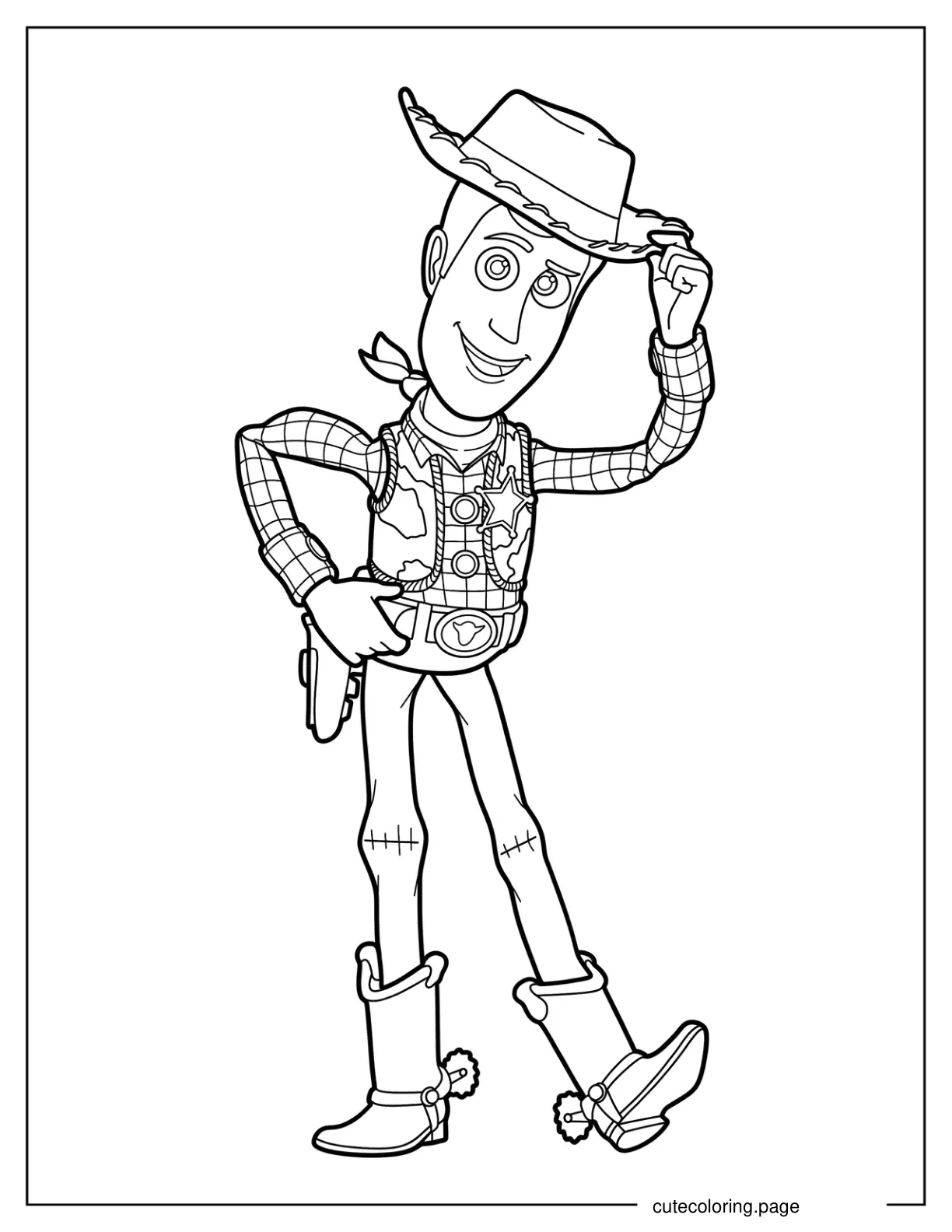 Simple Woody Tipping His Hat Coloring Page For Kids coloring page