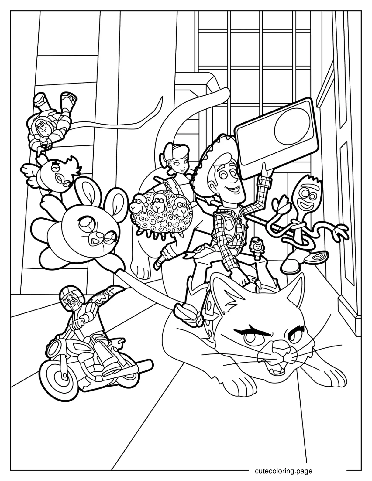 Woody And Bo Peep Riding Dragon Toy Story 4 Coloring Page coloring page