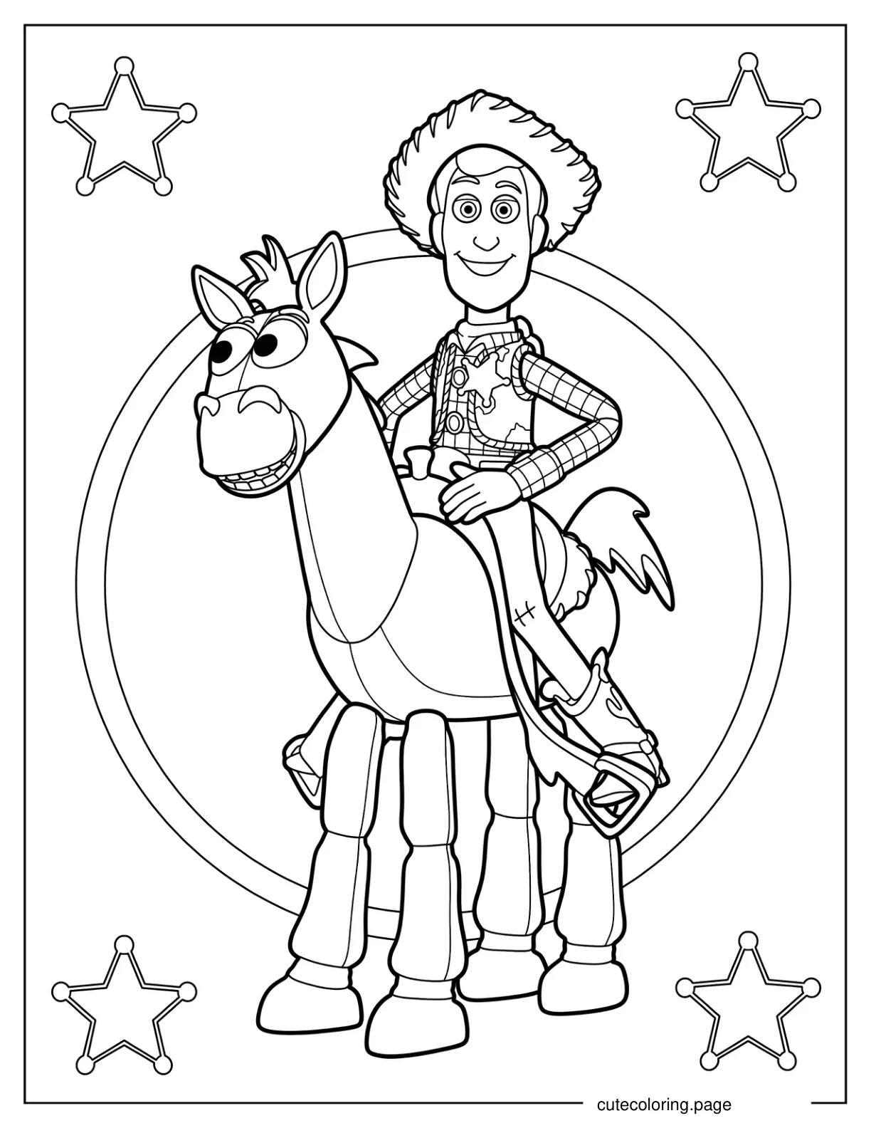 Woody Riding Bullseye coloring page