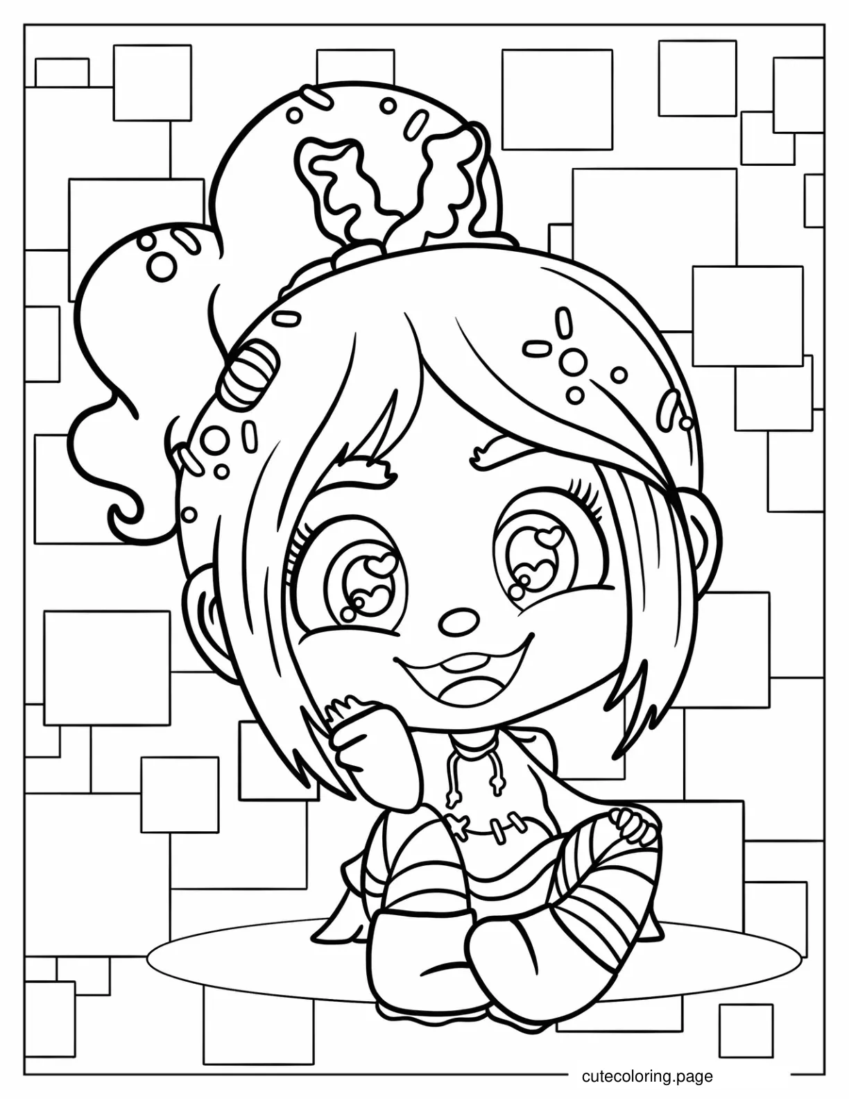 Cute Chibi Vanellope Coloring Page For Preschoolers coloring page