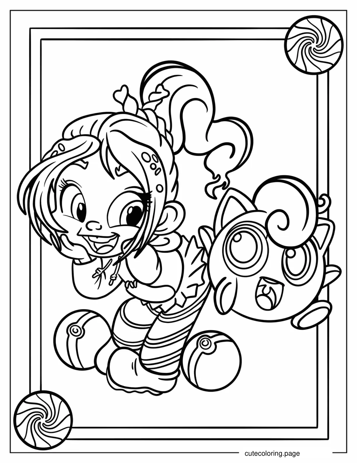 Vanellope With Jigglypuff Coloring Sheet coloring page