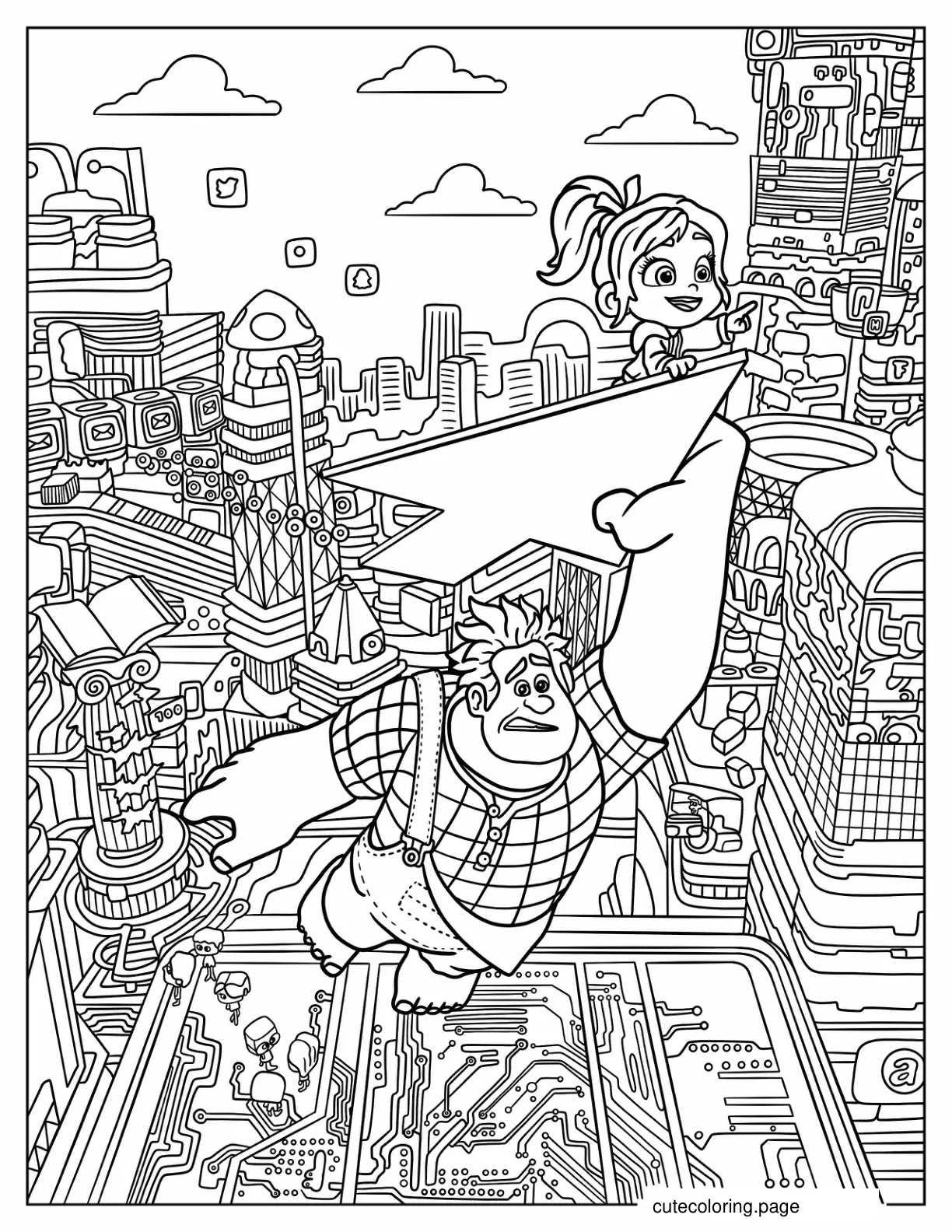 Wreck It Ralph And Vanellope In The Internet Coloring Page coloring page