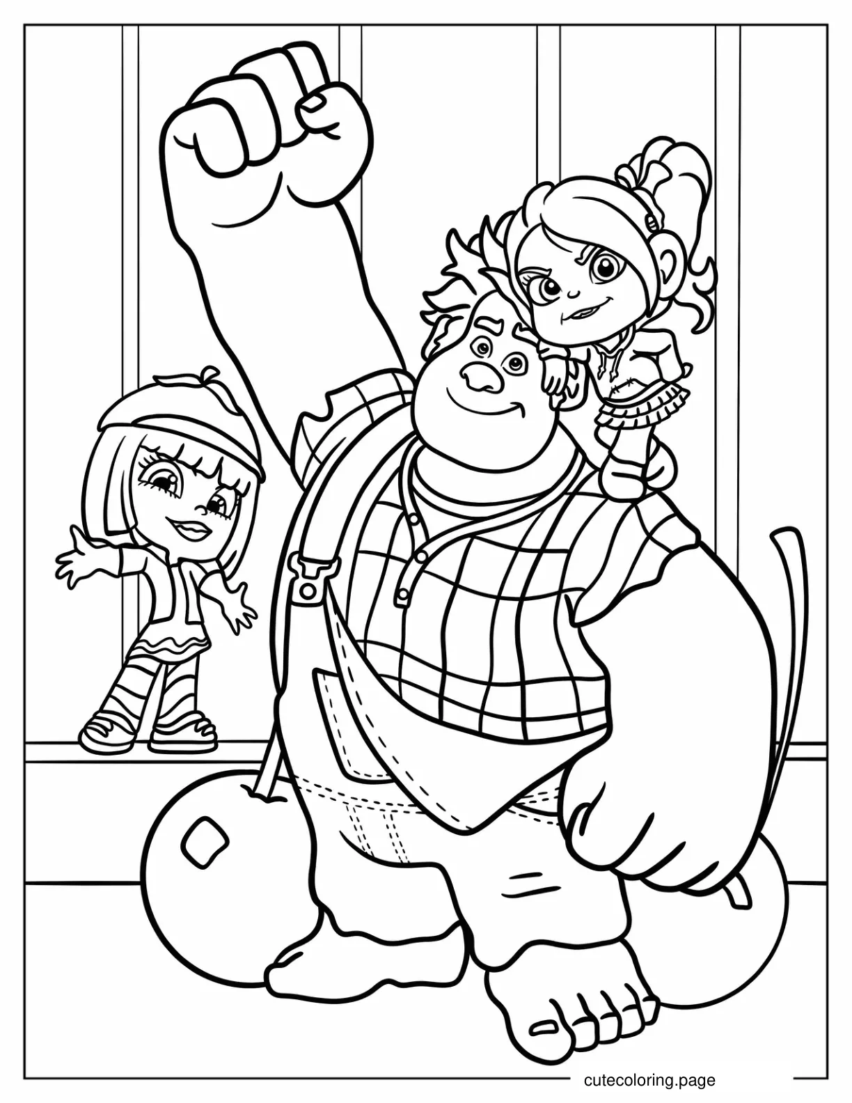 Wreck It Ralph And Vanellope With Taffyta Muttonfudge Coloring Page coloring page