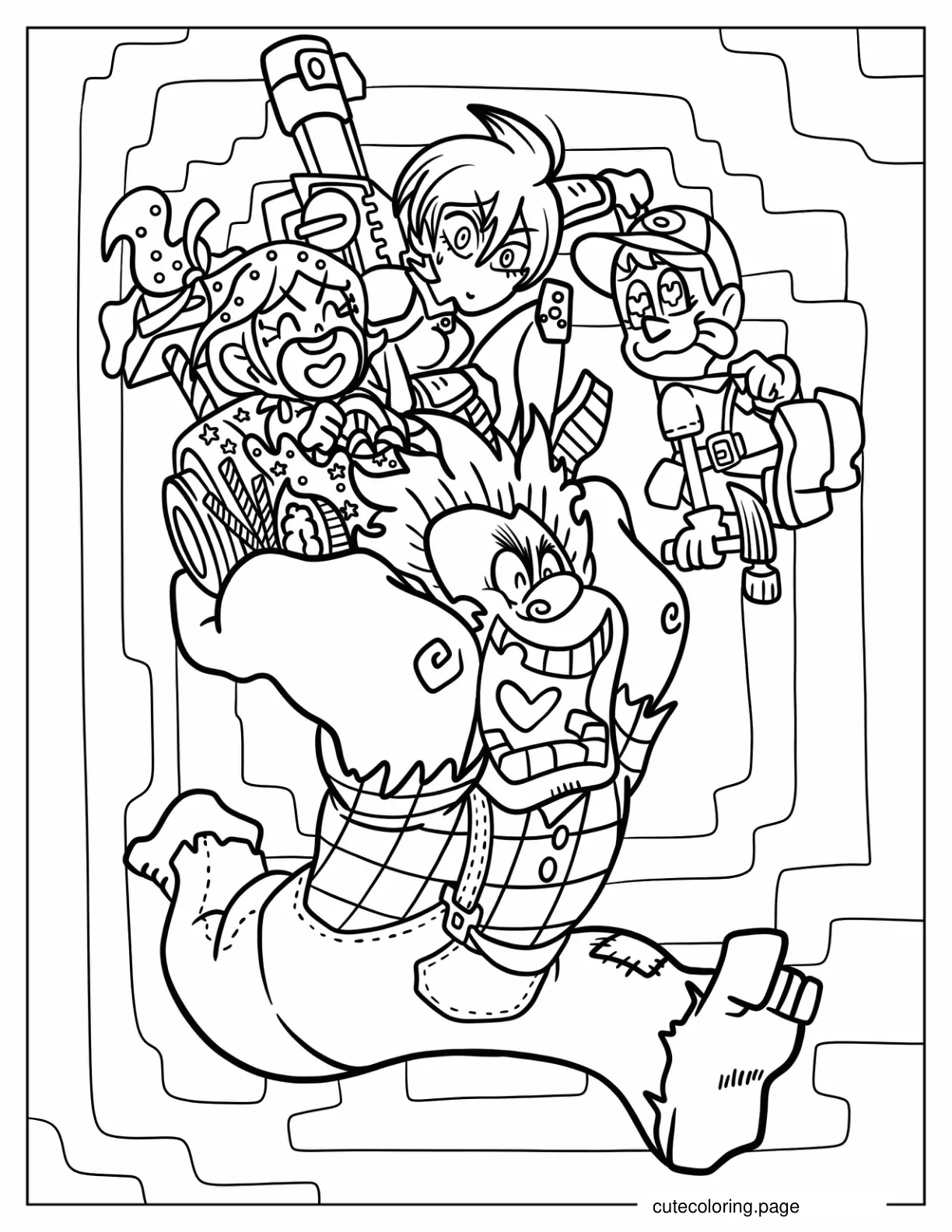 Wreck It Ralph Carrying Vanellope Sergeant Calhoun And Fix It Felix coloring page