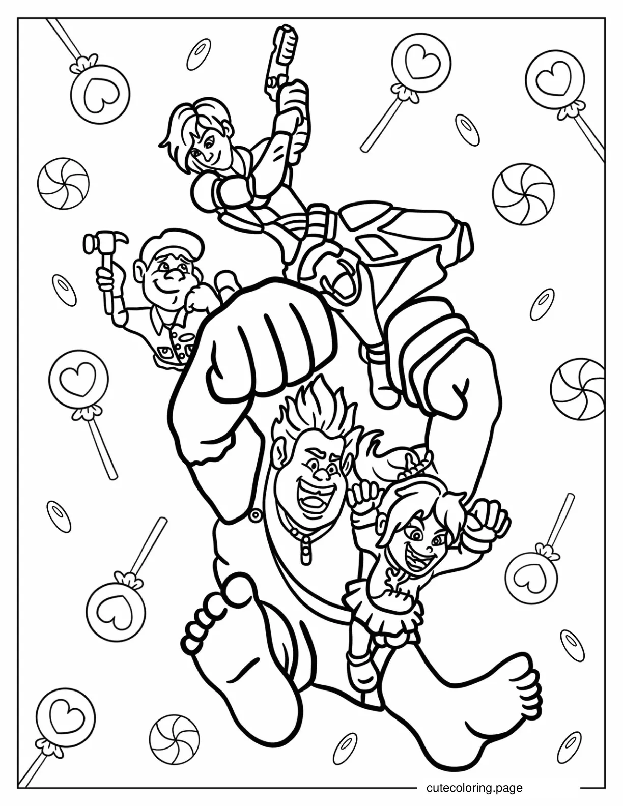 Wreck It Ralph Vanellope Sergeant Calhoun And Fix It Felix coloring page